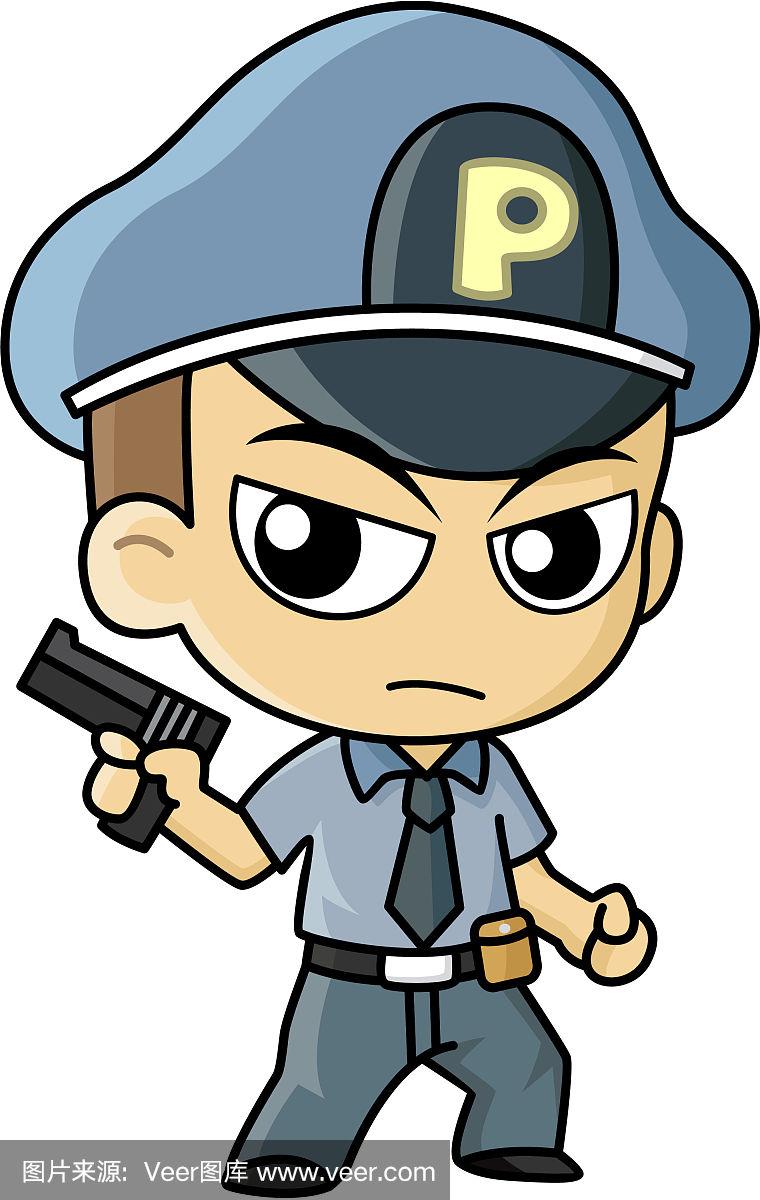 警官,卡通,矢量,可爱的,绘画插图