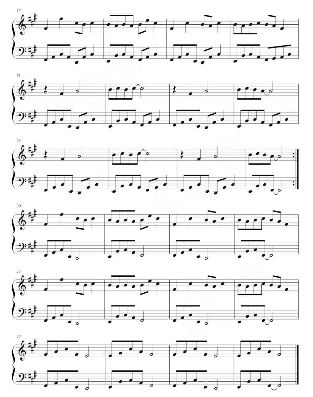 高清钢琴谱归去来兮