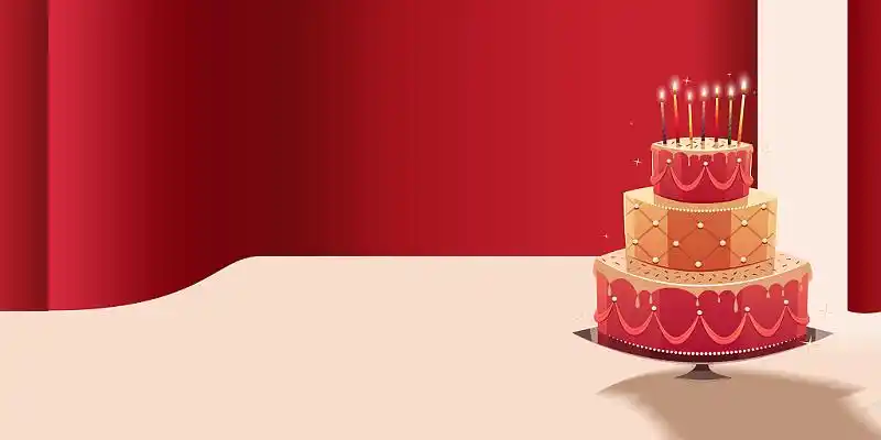 红色生日蛋糕蜡烛生日宴展板背景