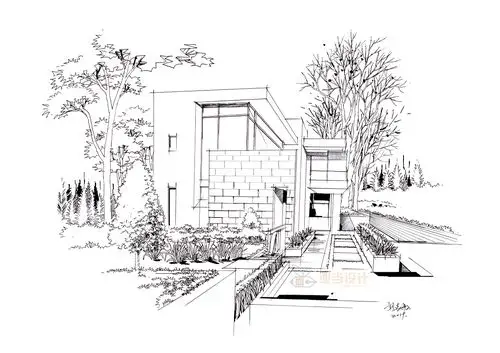 建筑别墅照片写生 马克笔表现