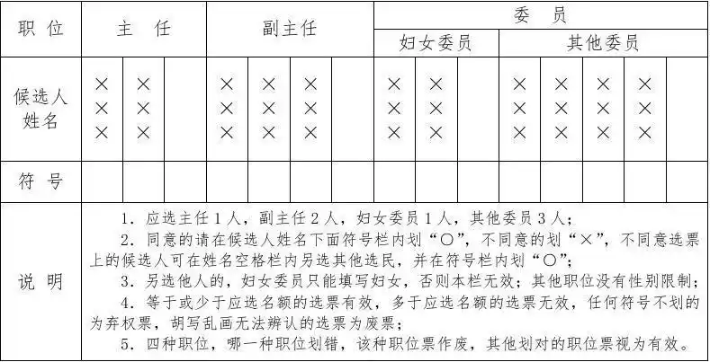 村(社区)正式选举票(样式)