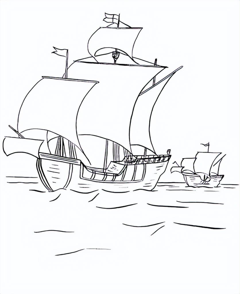 海中帆船的铅笔画(50张)