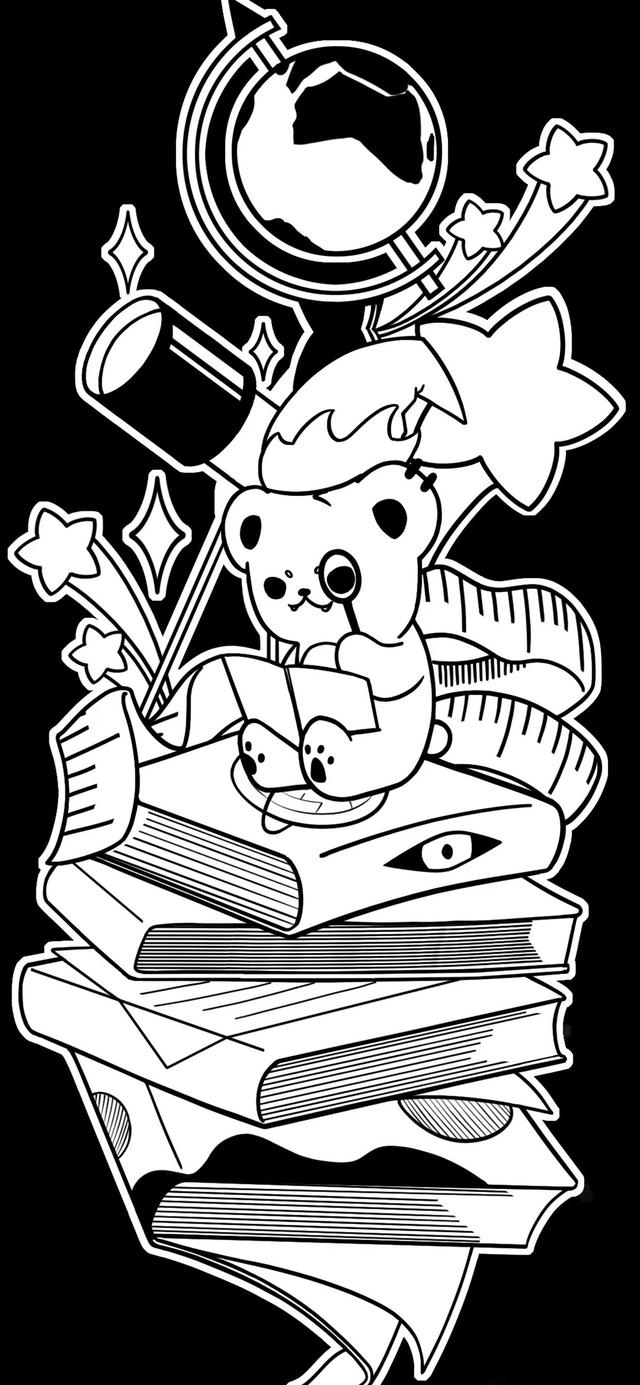 黑白创意卡通插画手机壁纸 高清壁纸无水印