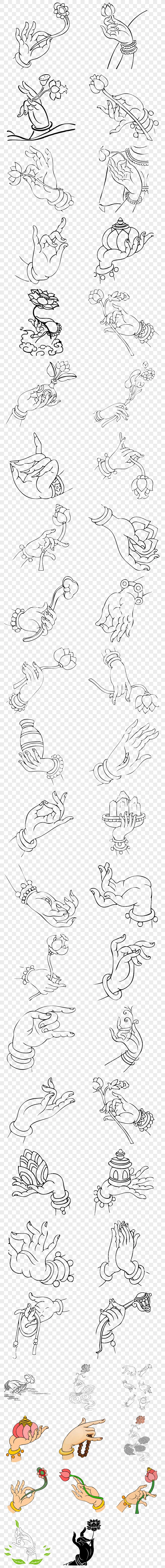 大全黑白手绘佛教手势佛教手势禅意素材佛教文化佛手手捏模版观音莲花