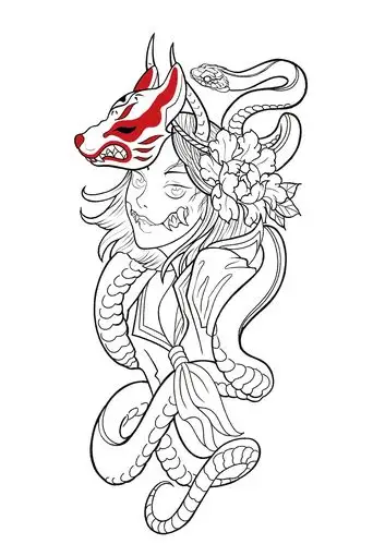 恶魔少女纹身手稿