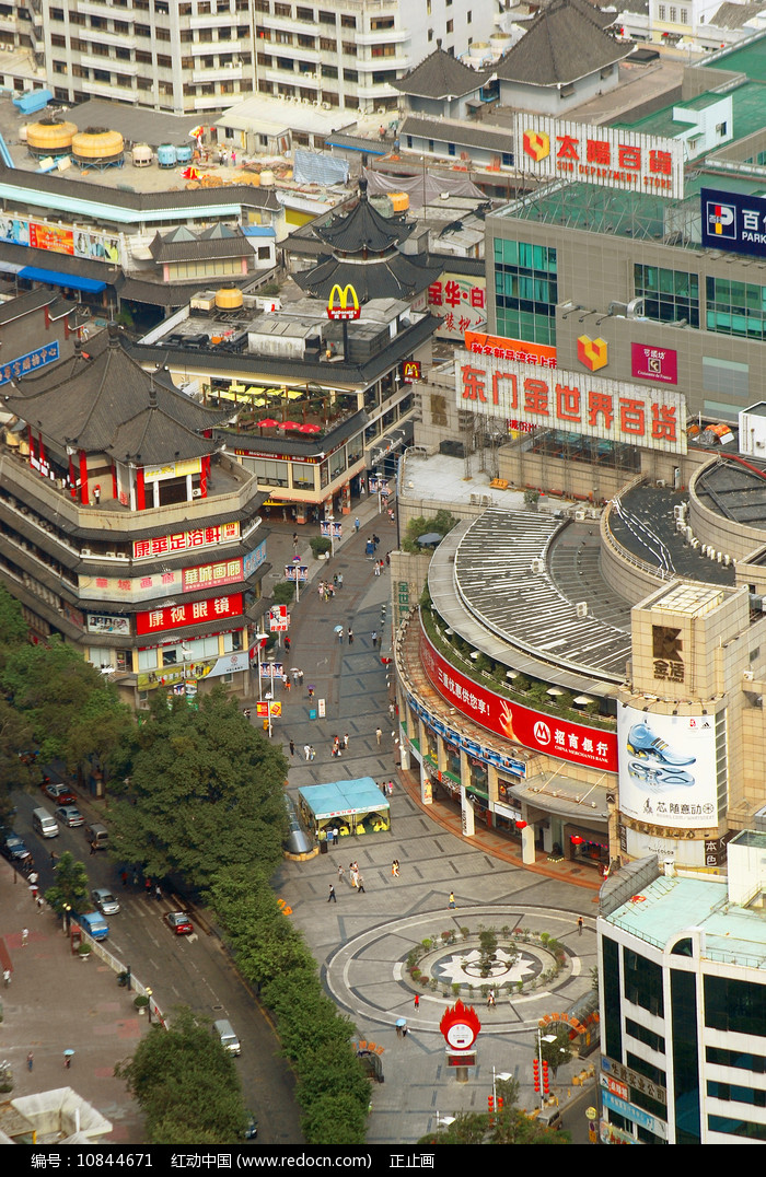 俯拍深圳老东门步行街