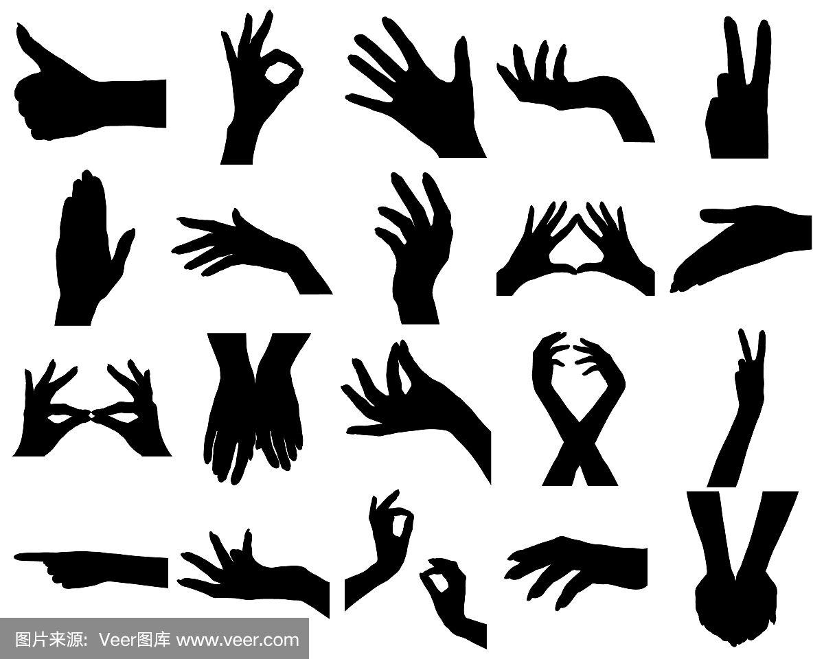 20个女人的手剪影