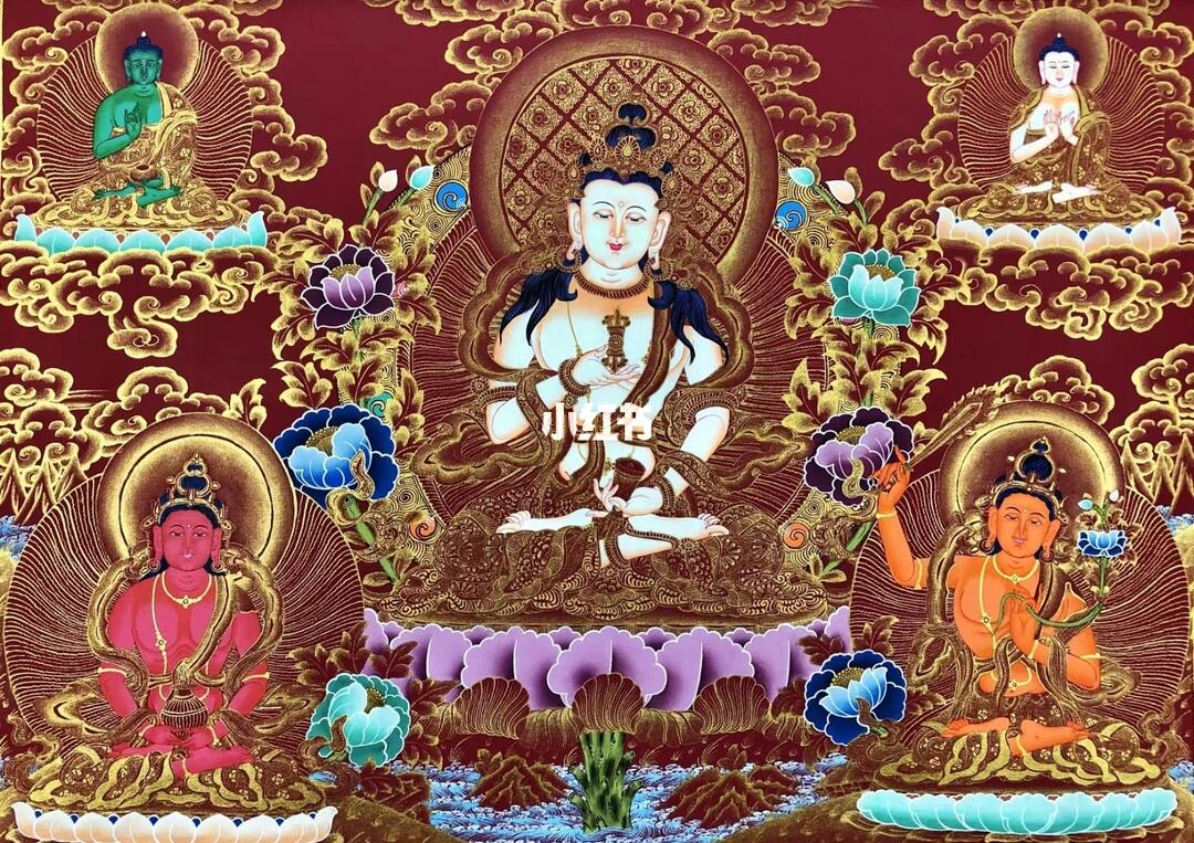 主尊凸显,宝相庄严传神,主尊金刚萨埵,福德殊胜,幅面丰富,笔触画工