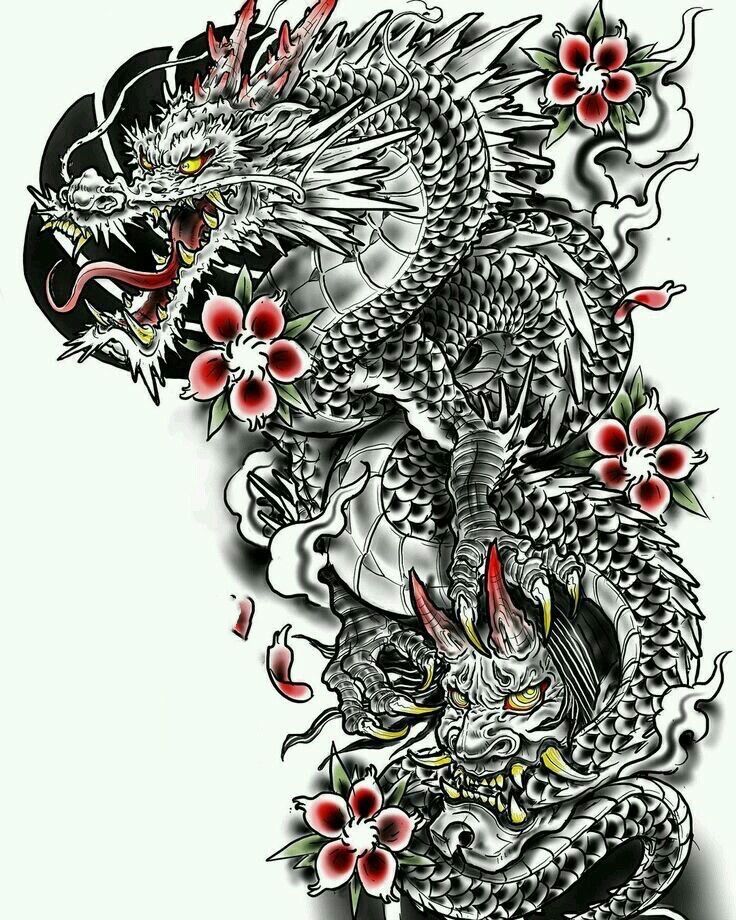 哈尔滨纹身|纹身手稿|过肩龙半甲 以龙为主体的半甲