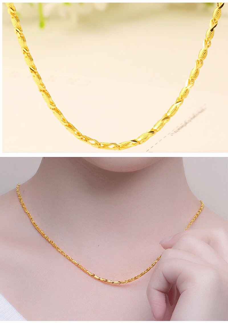 金善妮 黄金项链女款小鱼999足金时尚美妆按克金项链年年有余小金鱼