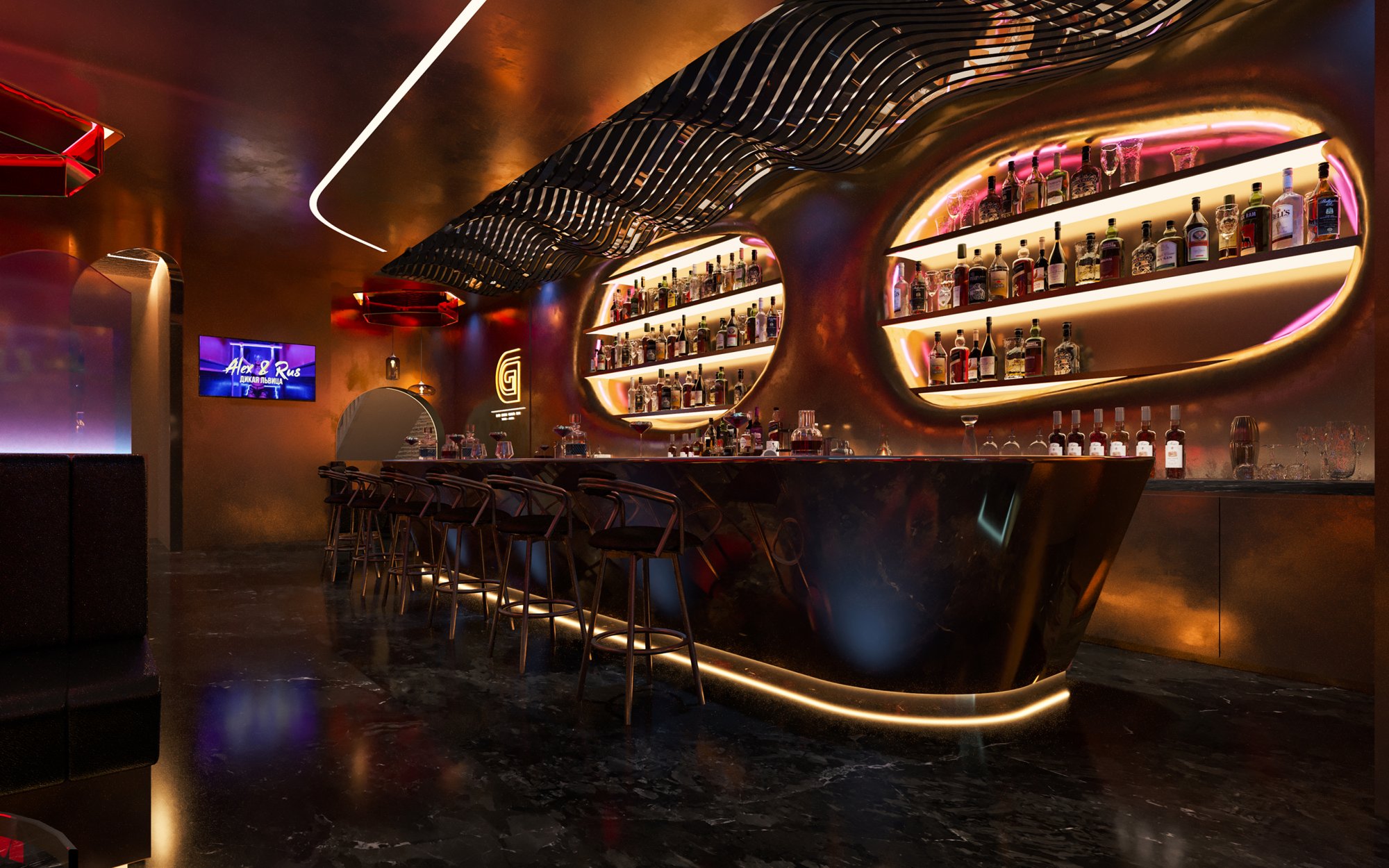 轻奢风酒吧设计|清吧