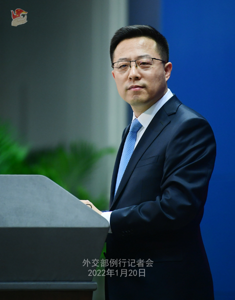 2022年1月20日外交部发言人赵立坚主持例行记者会
