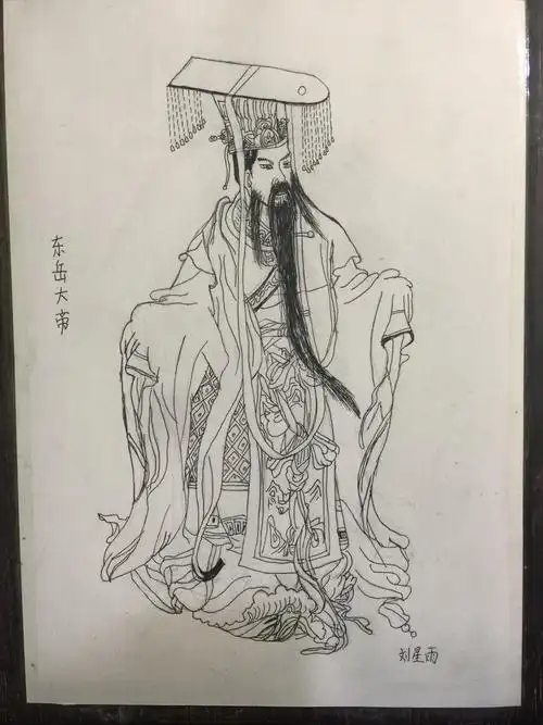 刘星雨同学画的人物白描东岳大帝,下功夫了真棒!