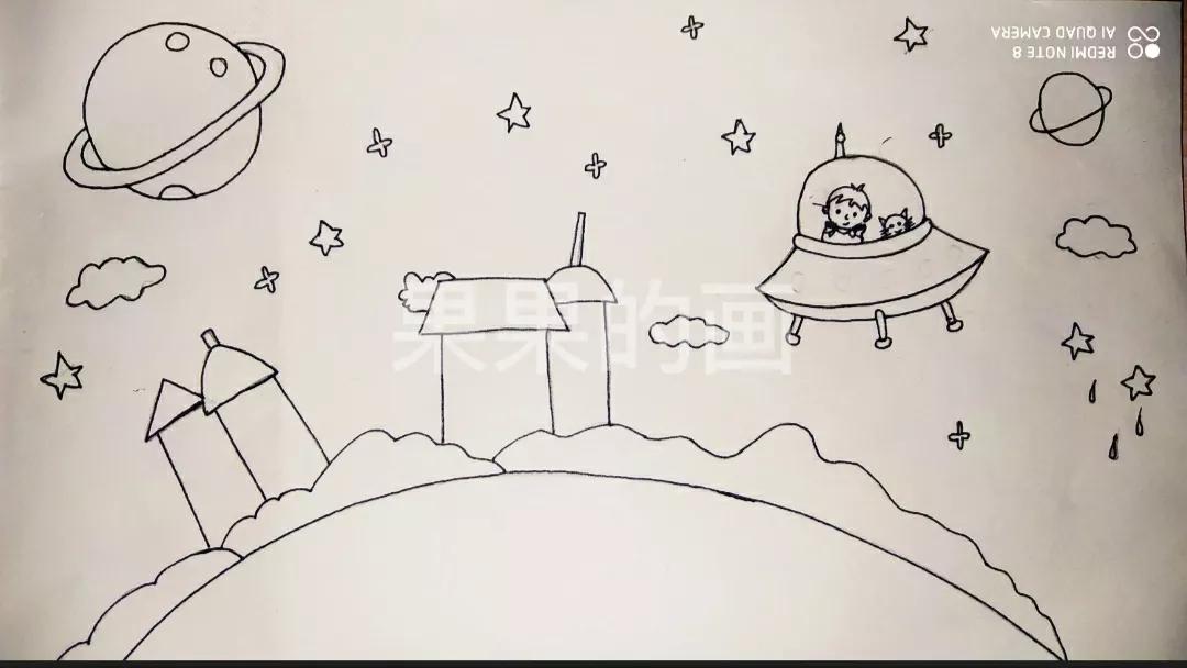 太空科幻画漂亮(科幻主题的太空幻想儿童画的图文教程,快收藏备用吧)