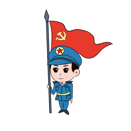卡通手绘八一建军节红军解放军八路军举红旗