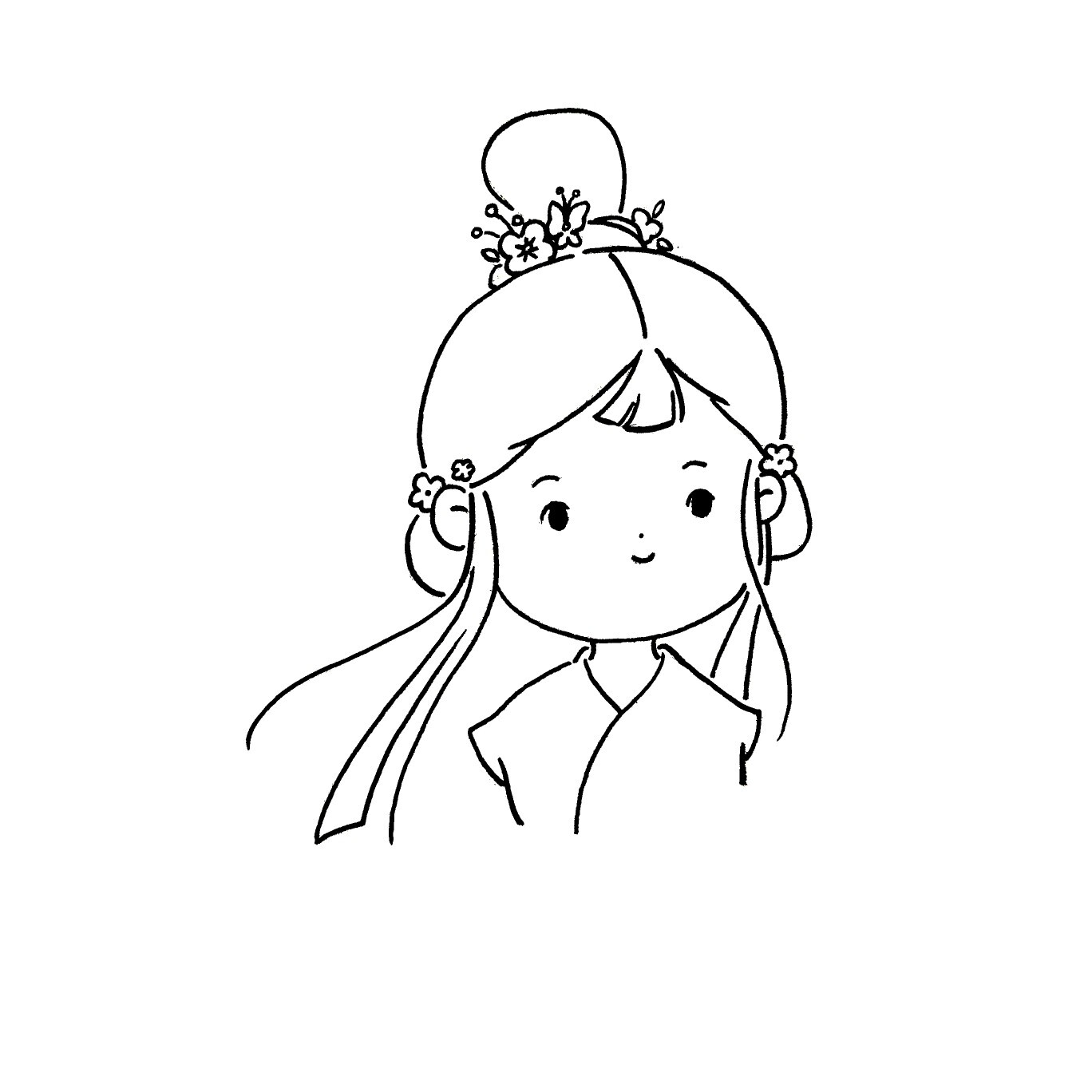 古风简笔画教程92|红衣少女 今日是个红衣少女 快来画一画吧