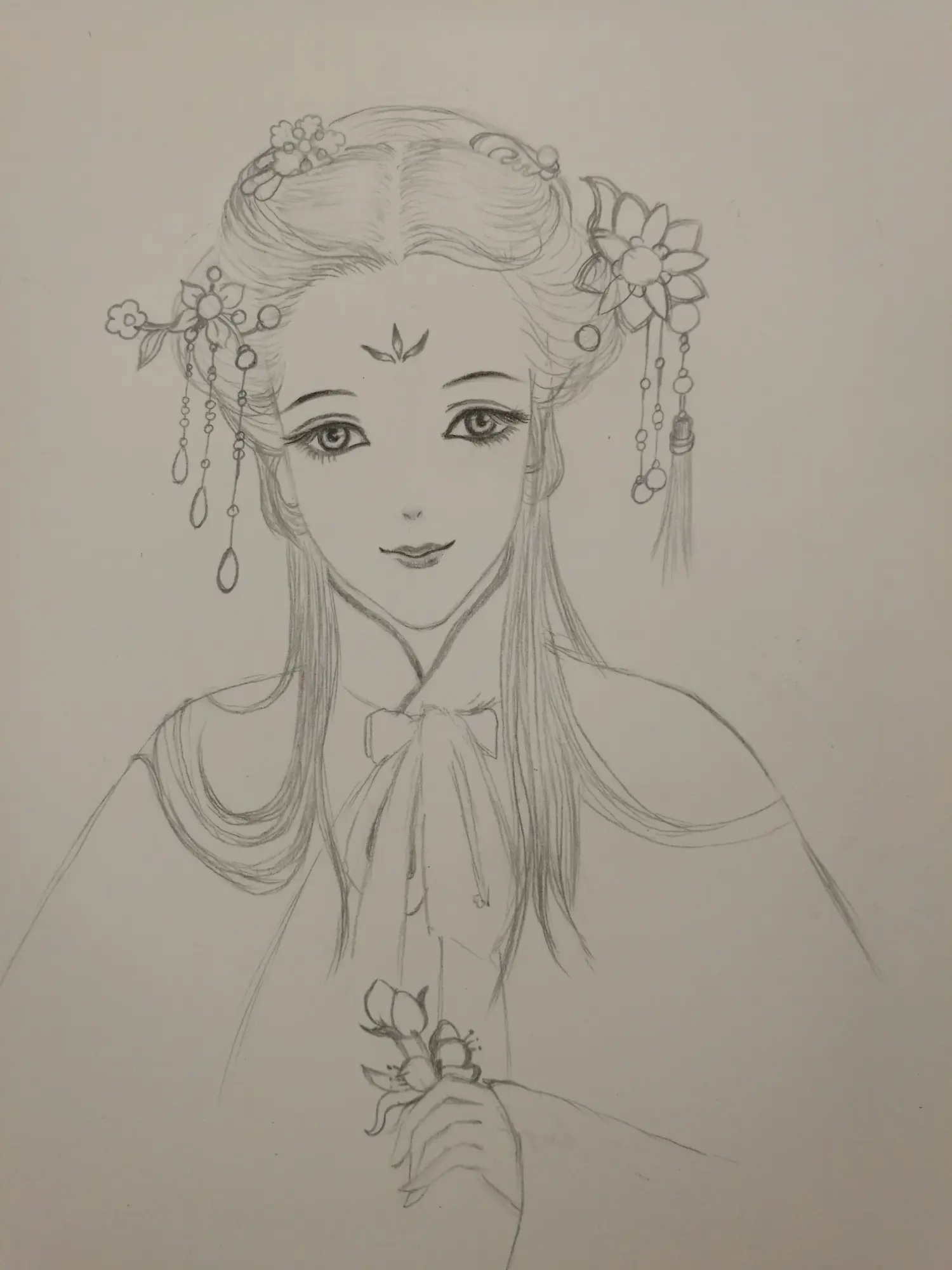 铅笔画:古风美女,这才是我最喜欢的调调