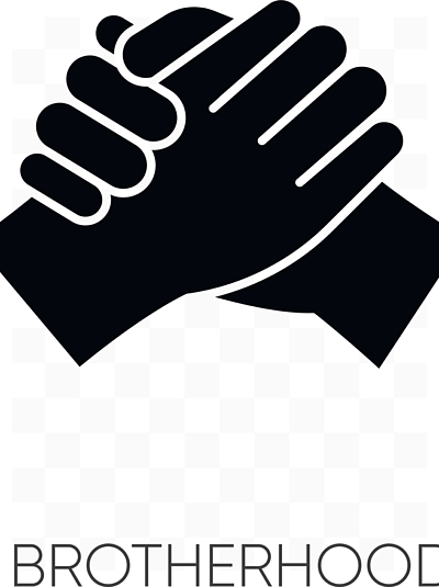 兄弟会黑色标志符号图标在白色空间上的强大友谊,人际关系,团结,团结