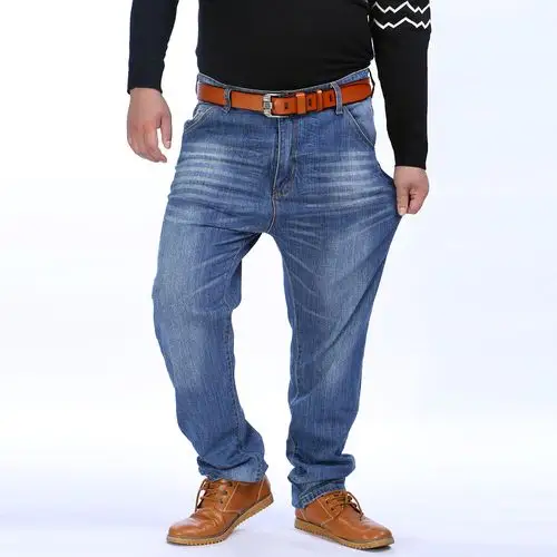 大码肥胖男士大码宽松牛仔裤加肥加大男式肥佬牛仔长裤一件代发