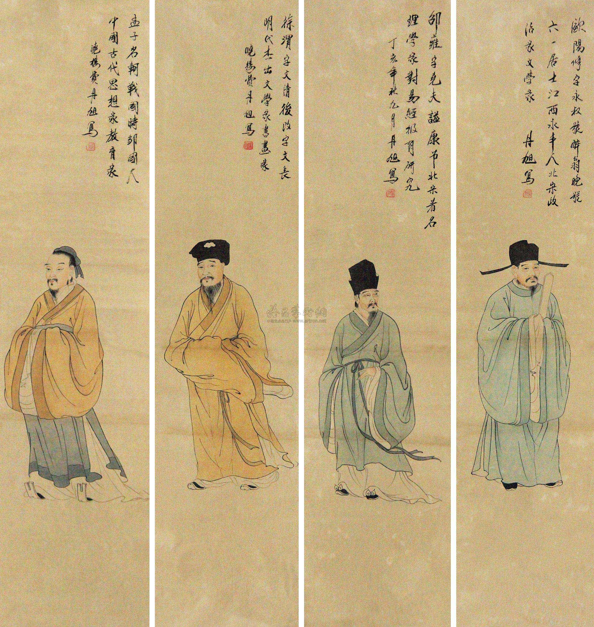 【古代人物 镜片 四屏 纸本】拍卖品_图片_价格_鉴赏_绘画_雅昌艺术品