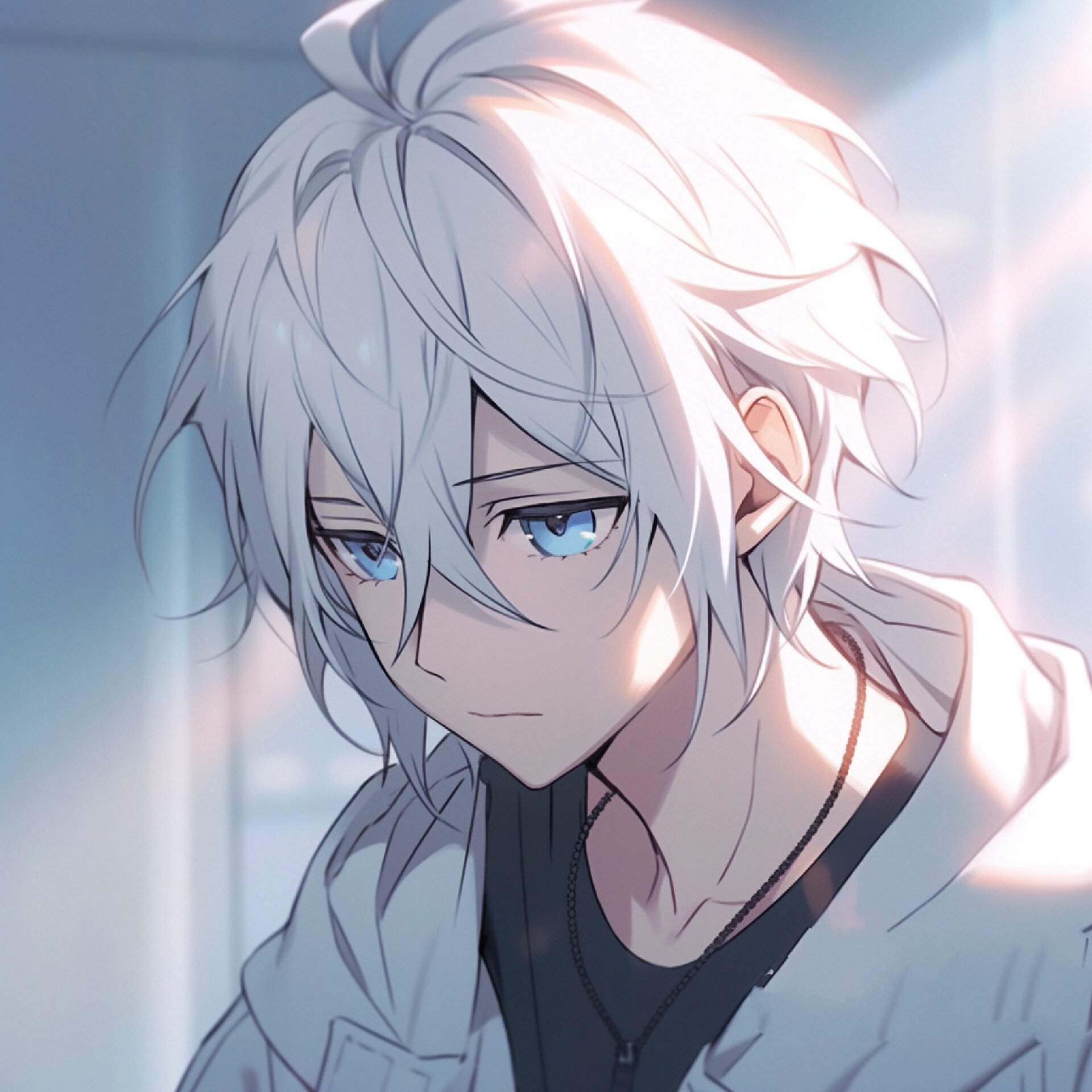 动漫头像|白发蓝瞳男孩