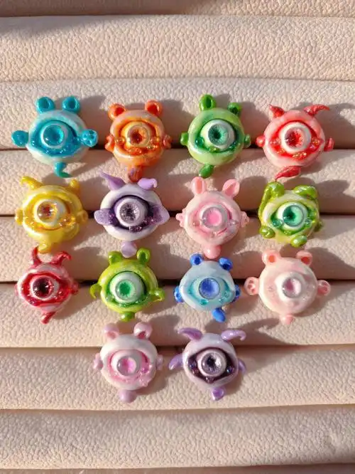 原创手作眼球小精灵幻想生物软陶戒指