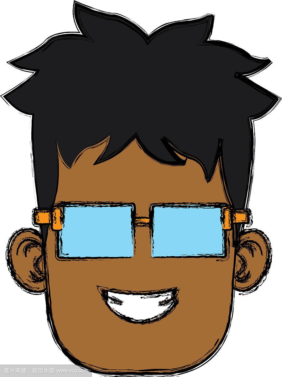 戴眼镜的男孩卡通
