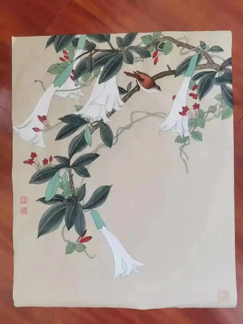 工笔作品《牵牛花系列之八》 #工笔花鸟 #传扬中华文化 #作 - 抖音