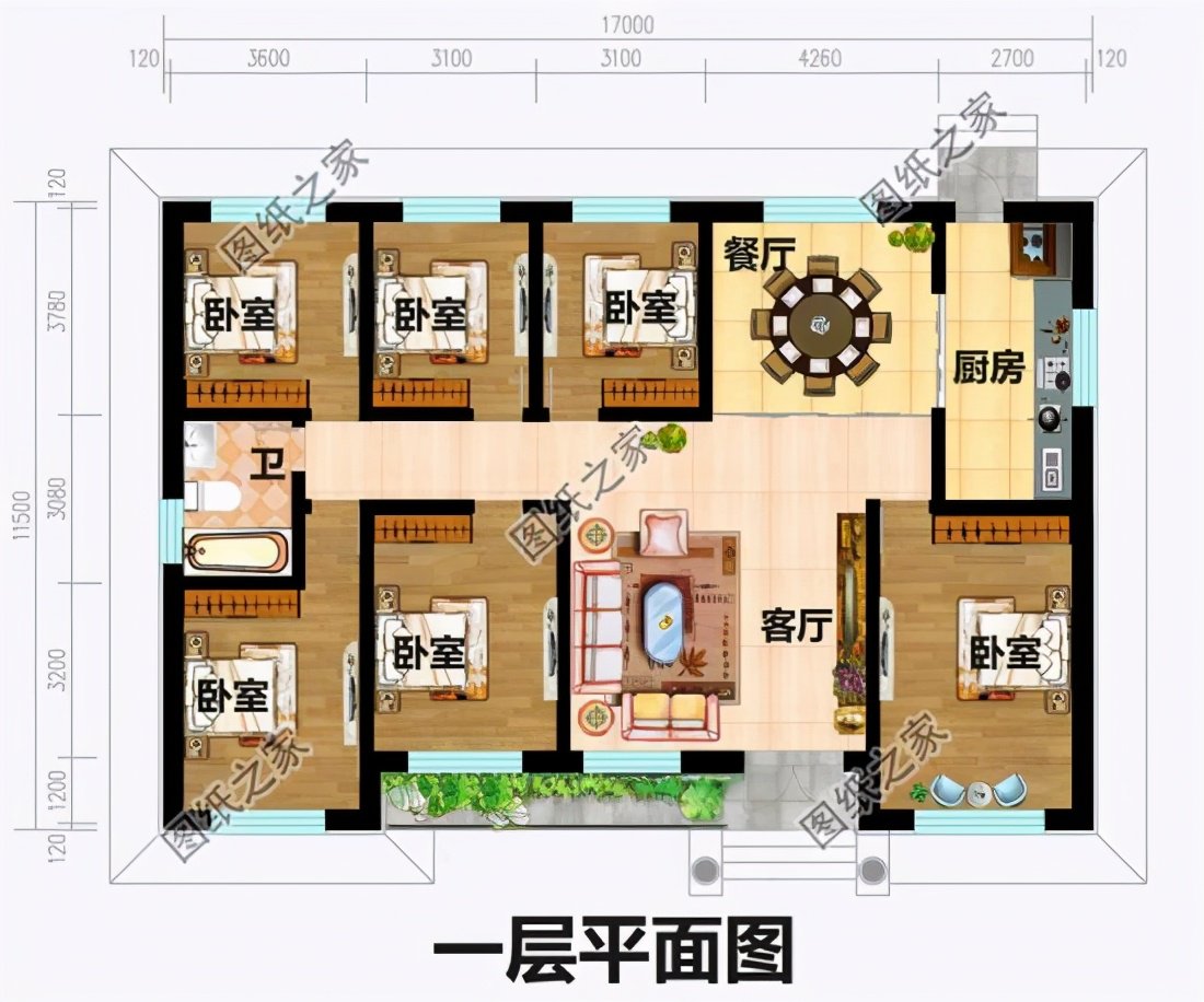 农村盖房还是一层好,这三款一层平房设计图省钱又好看