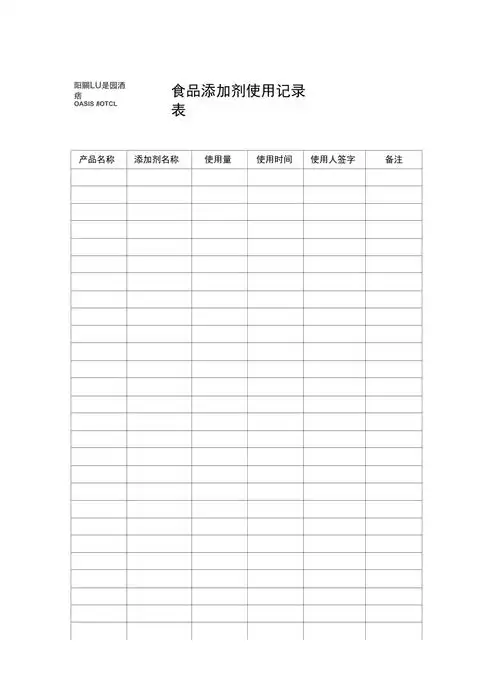 食品添加剂使用记录表