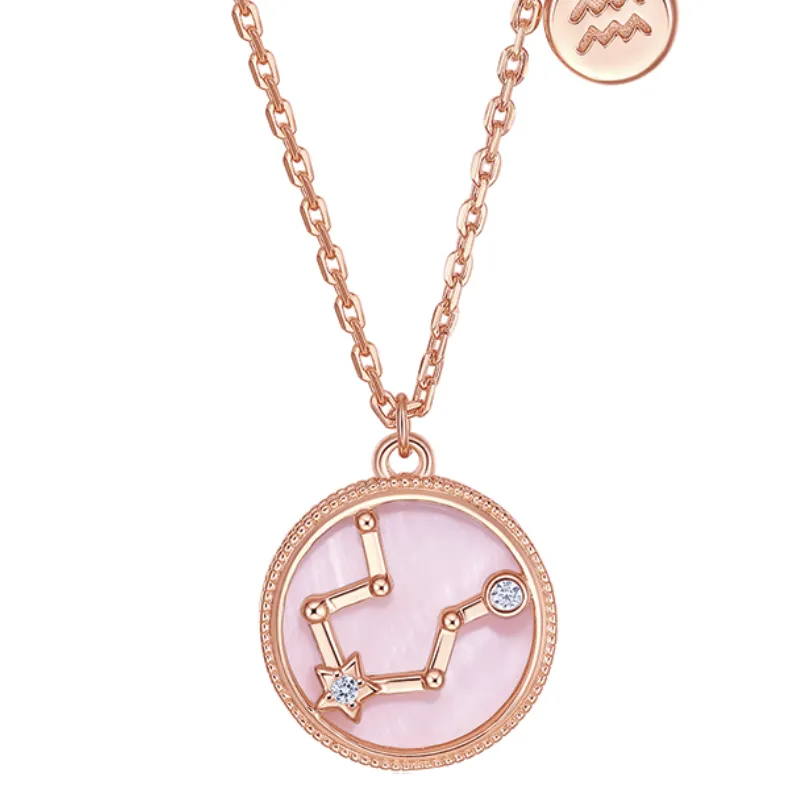 chow tai seng 周大生 s1pc0011xl 十二星座925银镀金母贝项链