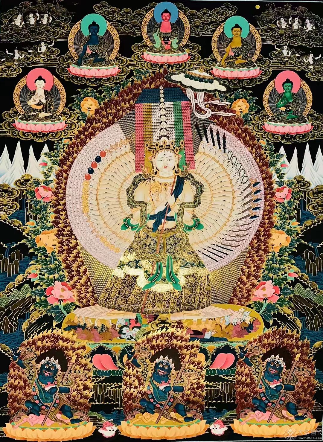 大白伞盖佛母矿彩唐卡