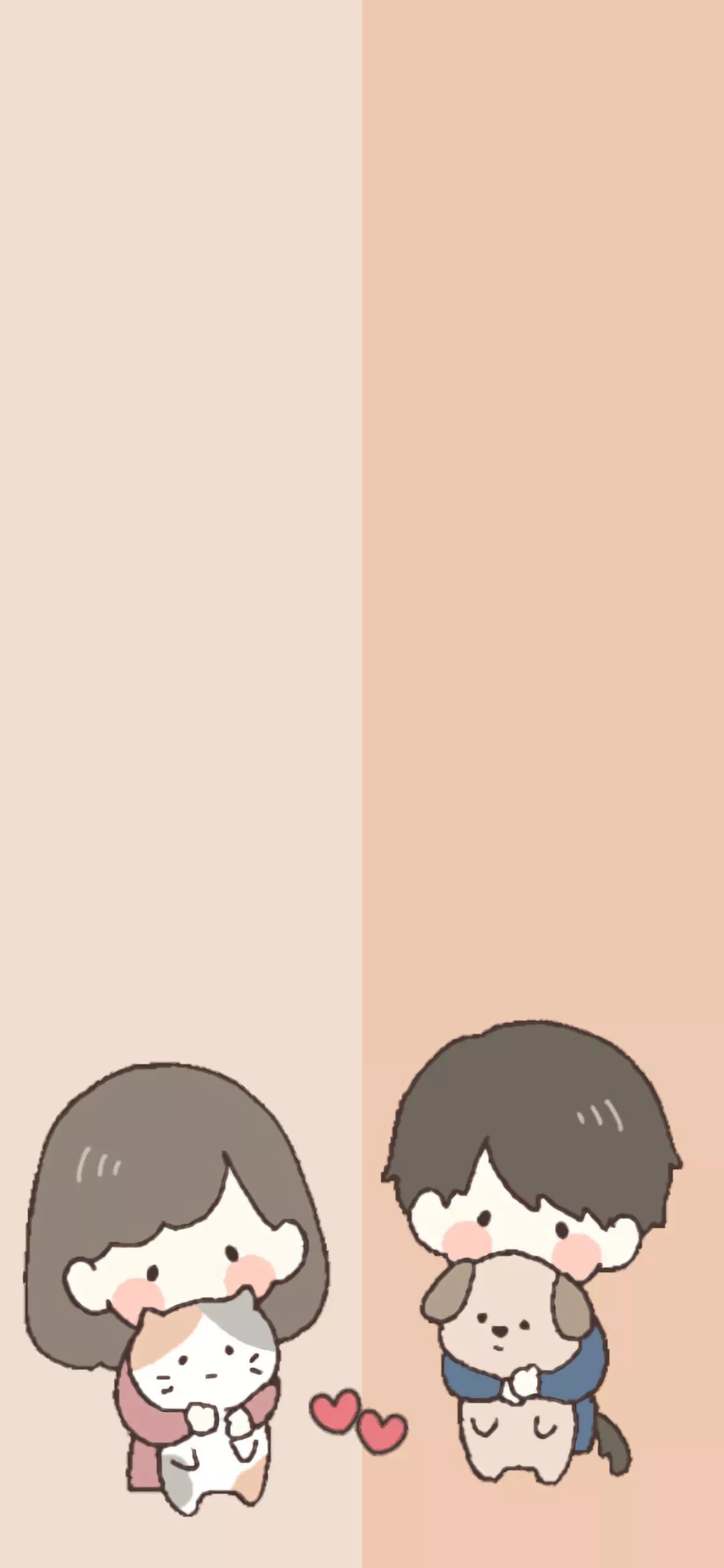 情侣聊天壁纸一左一右男生情侣之间这样更有趣