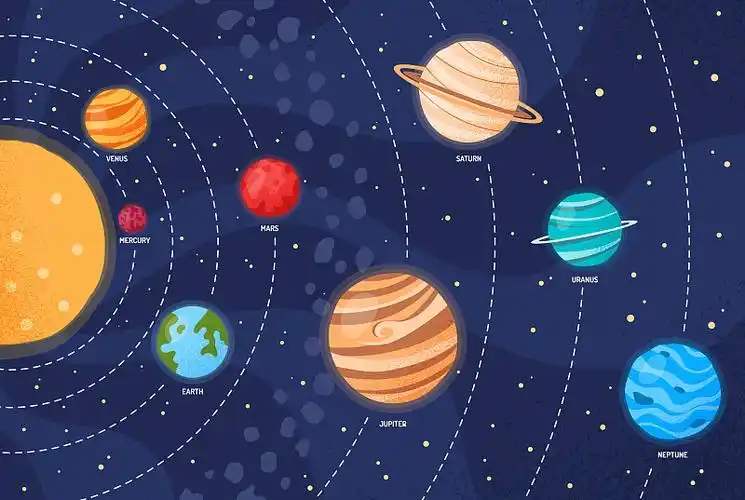 太空中的太阳系插画下载