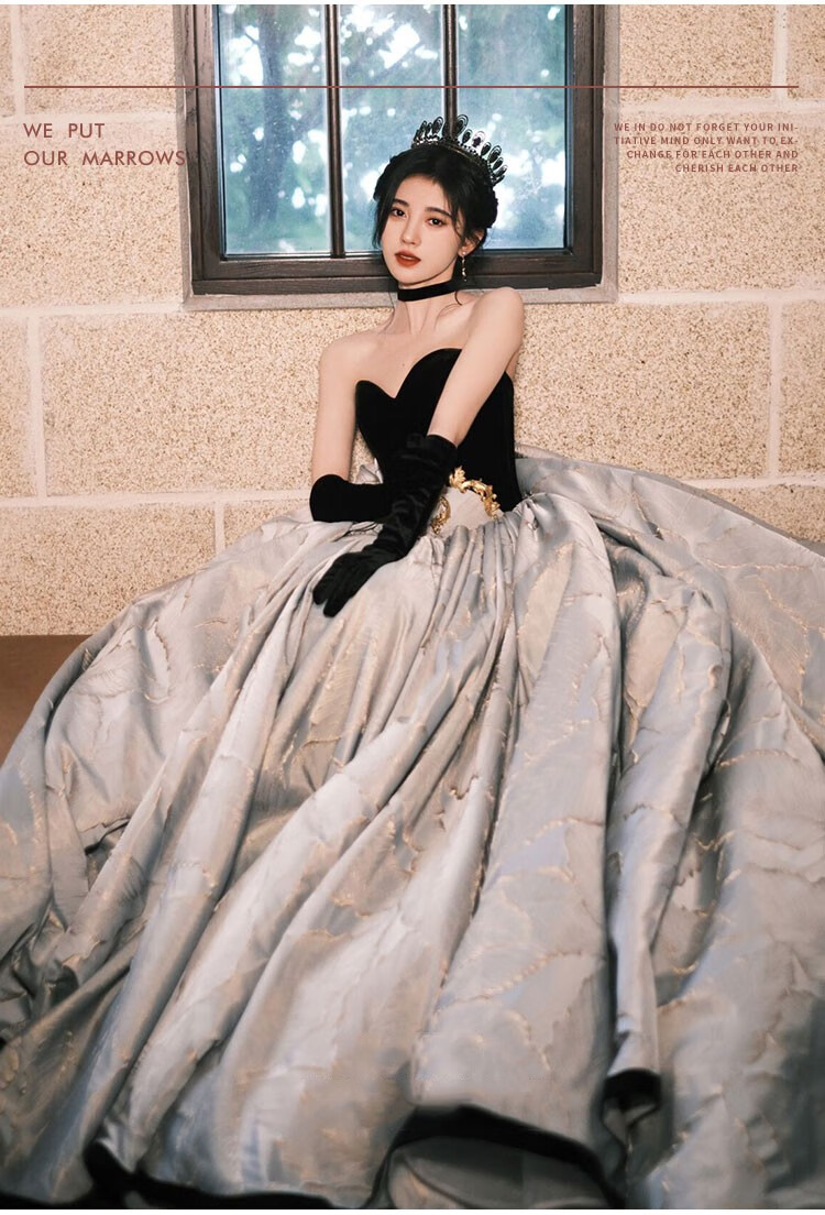 okkdey鞠婧祎同款礼服女黑色赫本风敬酒服结婚订婚婚纱生日高级感主持