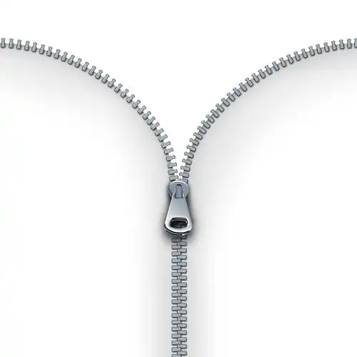 白色空白背景上孤立的拉链