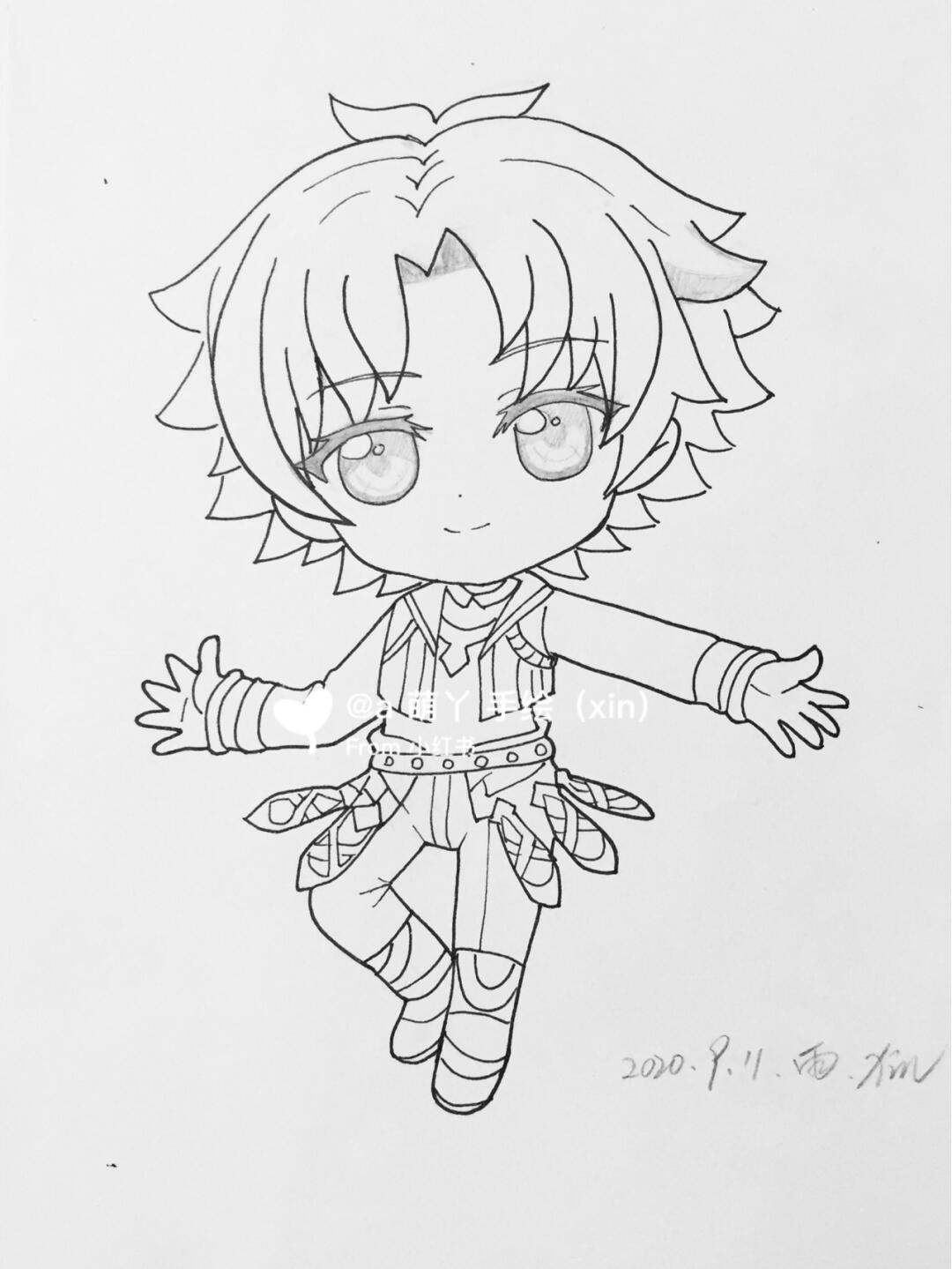 斗罗大陆唐三小舞简笔手绘画可爱线稿临摹画