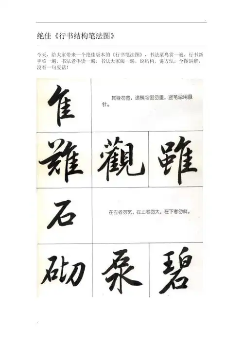 行书结构笔法图