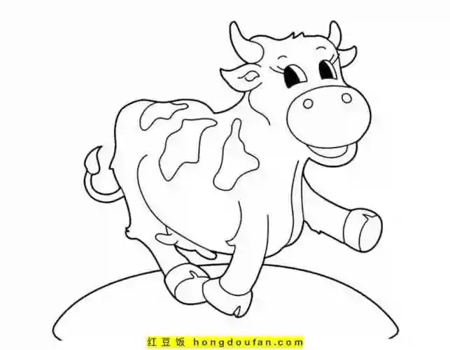 11张可以免费下载打印的小花牛小奶牛卡通简笔画-红豆饭小学生简笔画