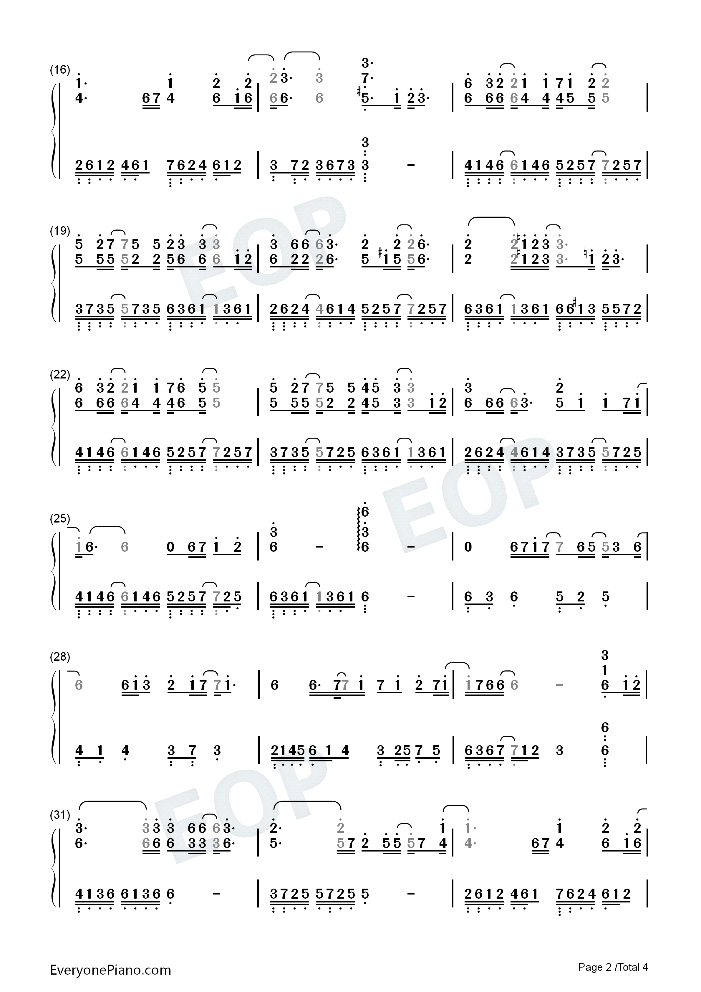 九万字-我也算万种风情实非良人-抖音歌曲双手简谱预览-eop在线乐谱架