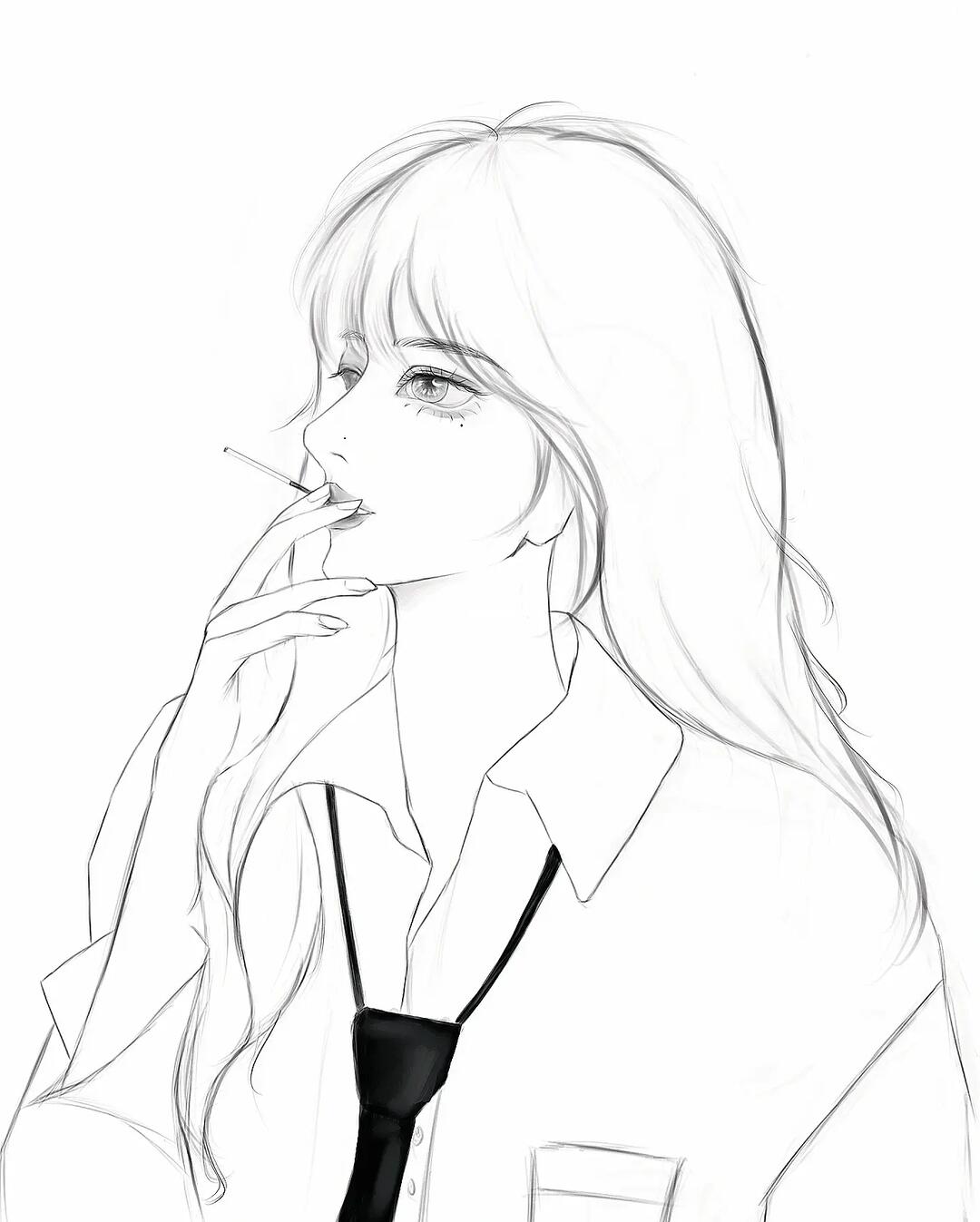 procreate绘画  #线稿  #少女线稿  #御姐风