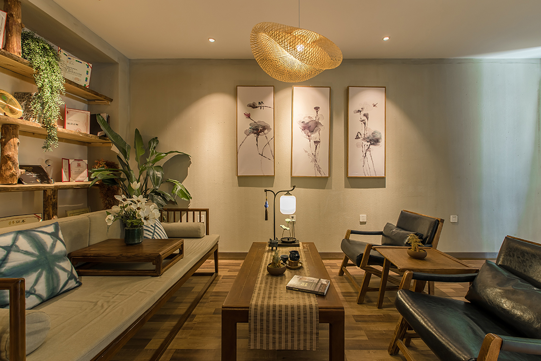 禅-原筑 - 中式风格一室一厅一卫装修效果图 - ***林设计效果图 - 每