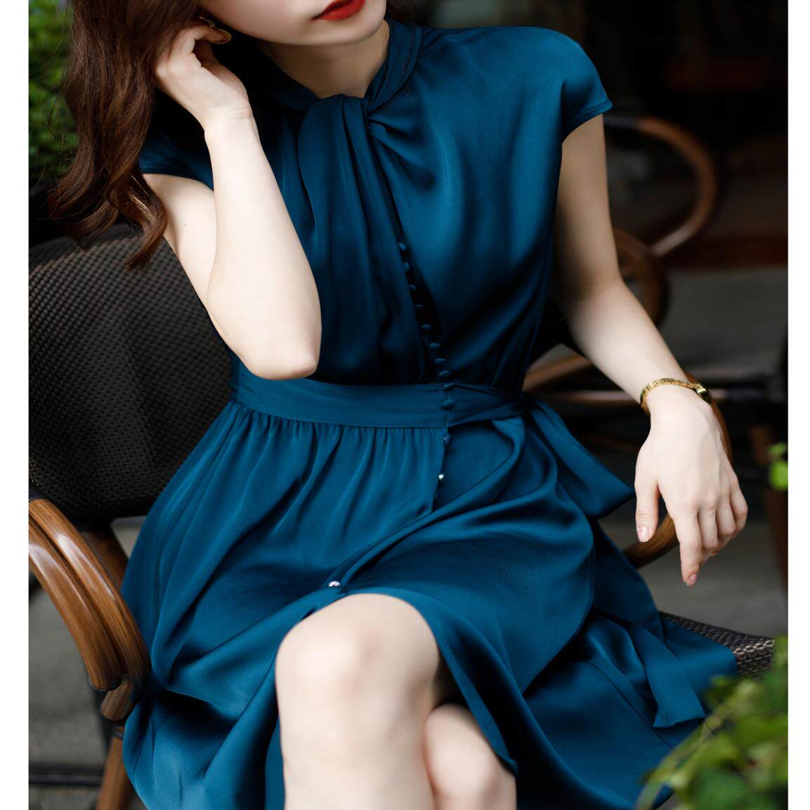 今年爆款年轻款双乔真丝100桑蚕丝系带连衣裙夏季收腰2021新款女