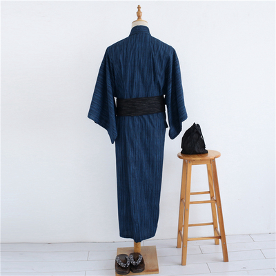 日本男士和服竹节浴衣高级印花套装角带木屐件套品花大会睡袍