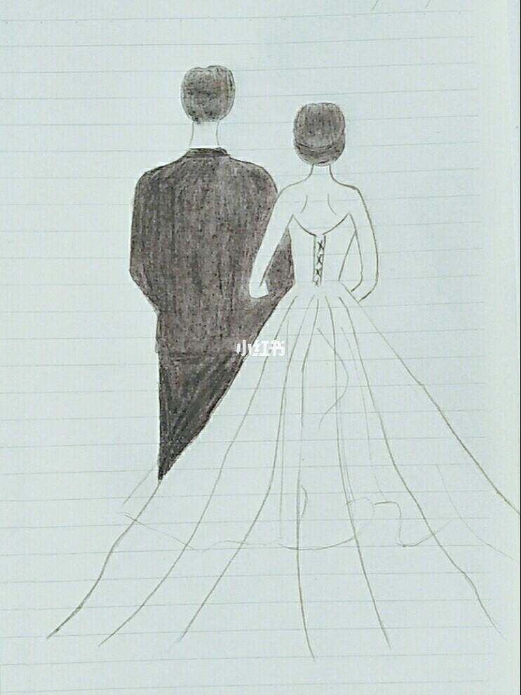 背影穿婚纱的美丽女孩简笔画胖子剪影简笔画好看的情侣手绘简笔画大全