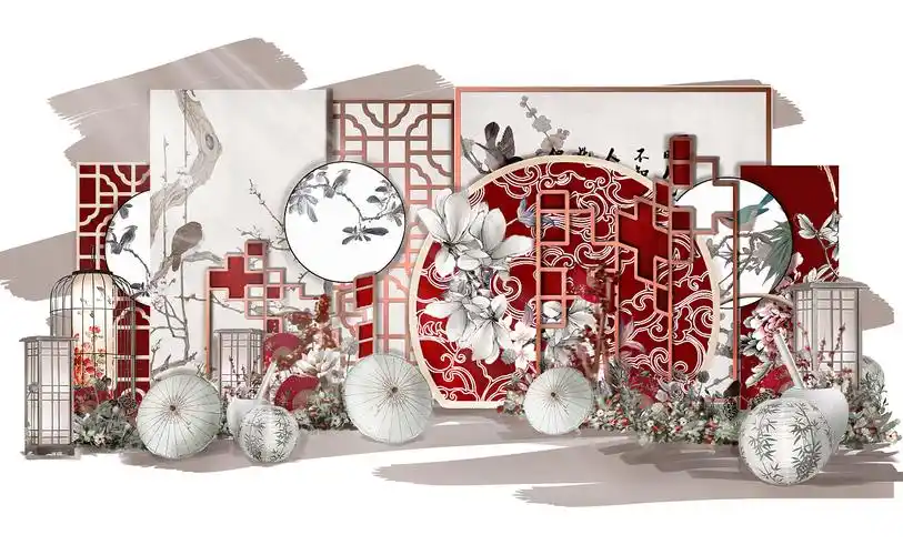 素静淡雅新中式婚礼场景