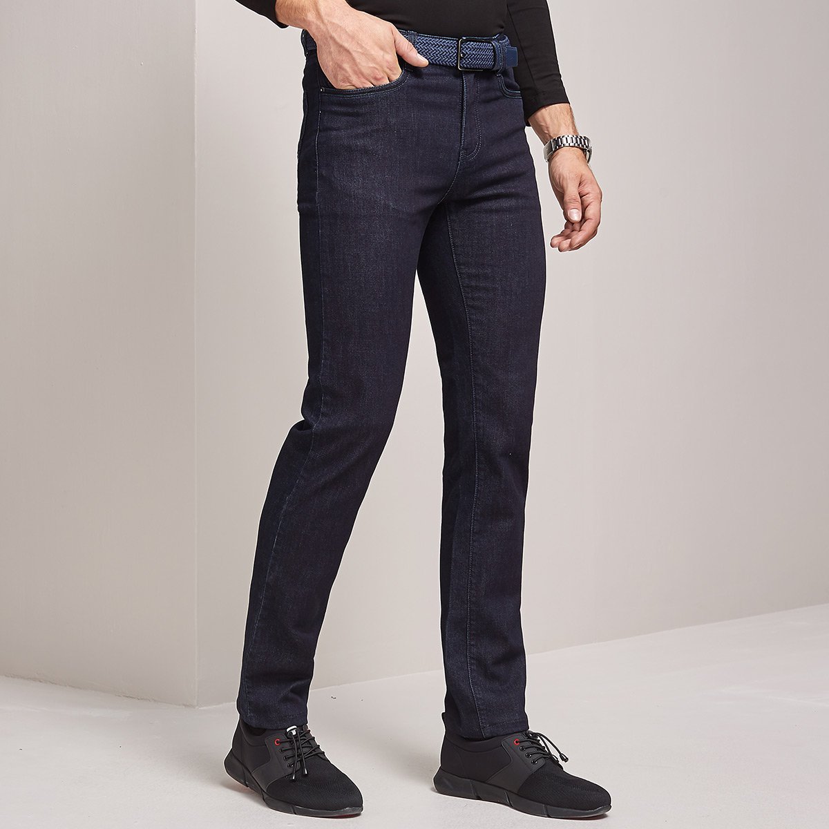 九牧王joeone 【竹纤维】休闲时尚舒适百搭修身牛仔裤 深蓝保色 102