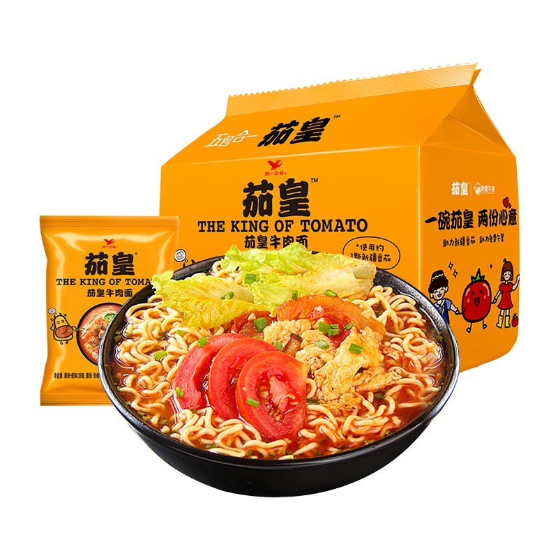 统一茄皇 五连包 新疆番茄西红柿泡面袋装泡面夜宵速食方便面整箱 [5