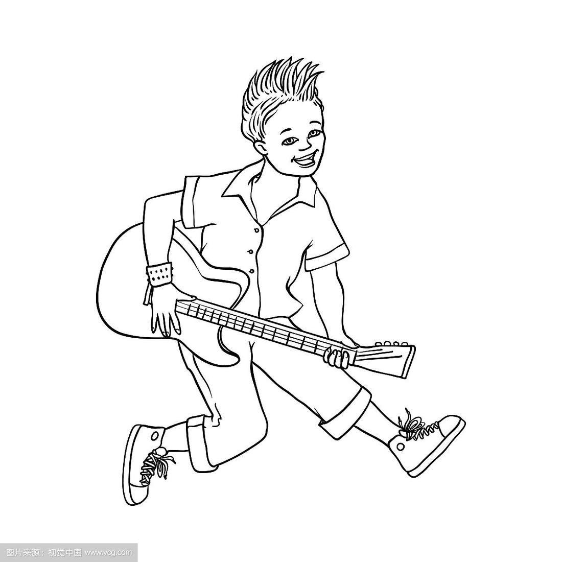 扁平人演奏摇滚电吉他音乐