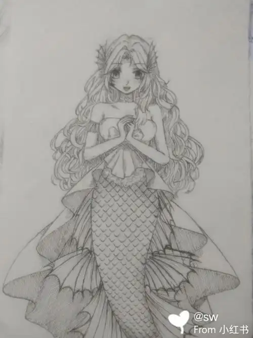 美人鱼  #画  #线稿
